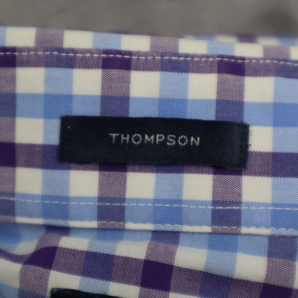 J Crew Shirt Mens L 16 16.5 Purple Plaid Thompson Long Sleeve Button Up Dress - Picture 7 of 16